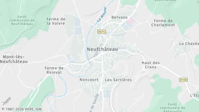 Carte de la zone d'intervention à Neufchâteau