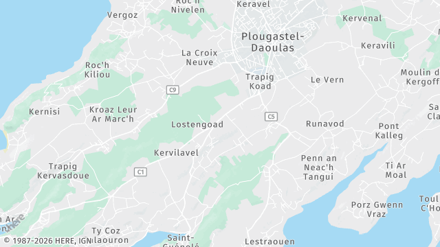 Carte de la zone d'intervention à Plougastel-Daoulas