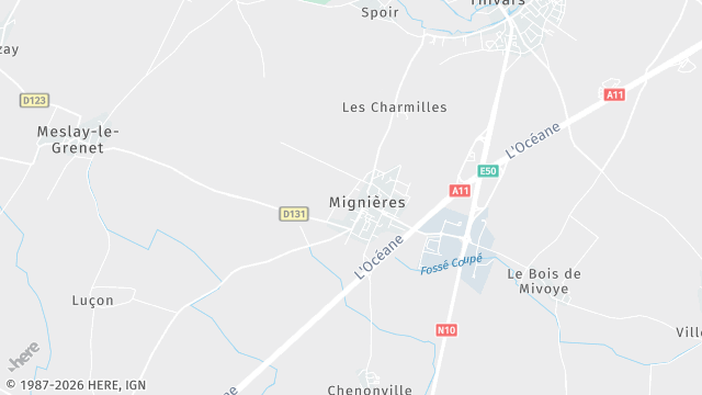 Carte de la zone d'intervention à Mignières