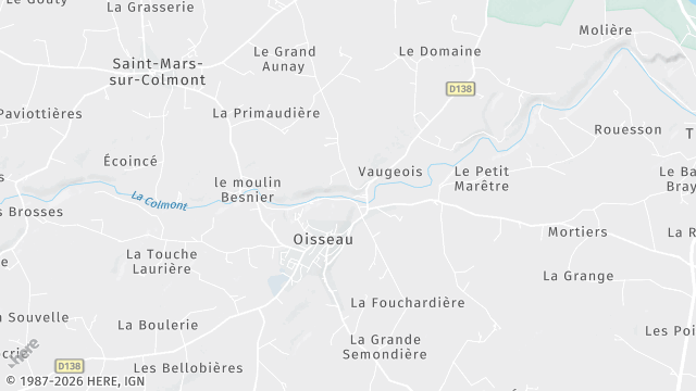 Carte de la zone d'intervention à Oisseau