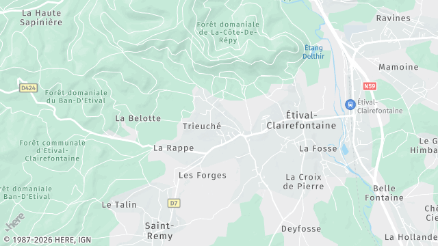 Carte de la zone d'intervention à Étival-Clairefontaine