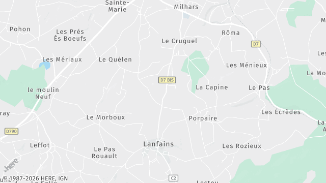 Carte de la zone d'intervention à Lanfains