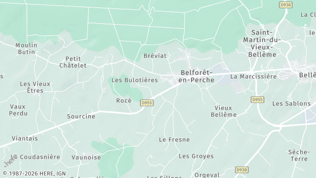 Carte de la zone d'intervention à Belforêt-en-Perche