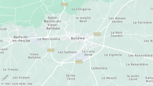 Carte de la zone d'intervention à Bellême