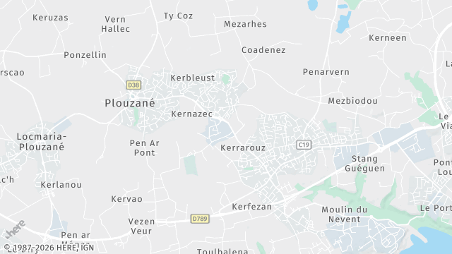 Carte de la zone d'intervention à Plouzané