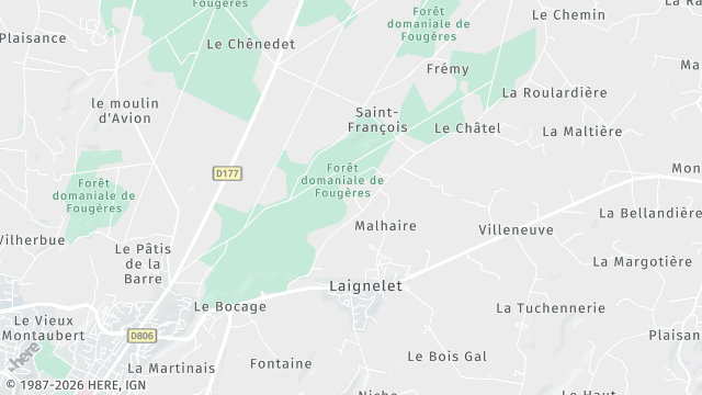 Carte de la zone d'intervention à Laignelet