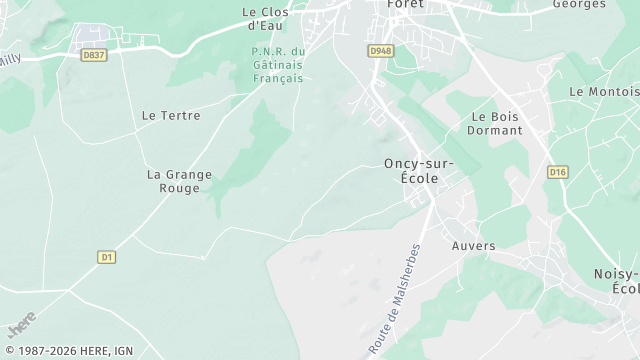 Carte de la zone d'intervention à Oncy-sur-École
