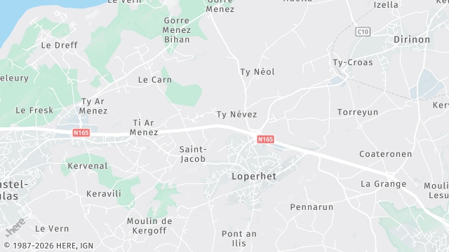 Carte de la zone d'intervention à Loperhet