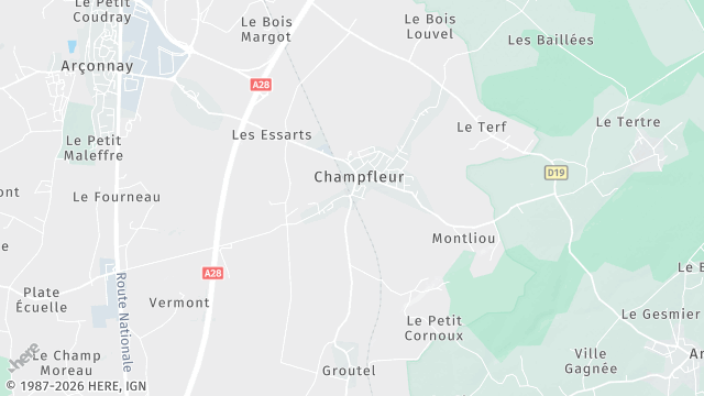 Carte de la zone d'intervention à Champfleur