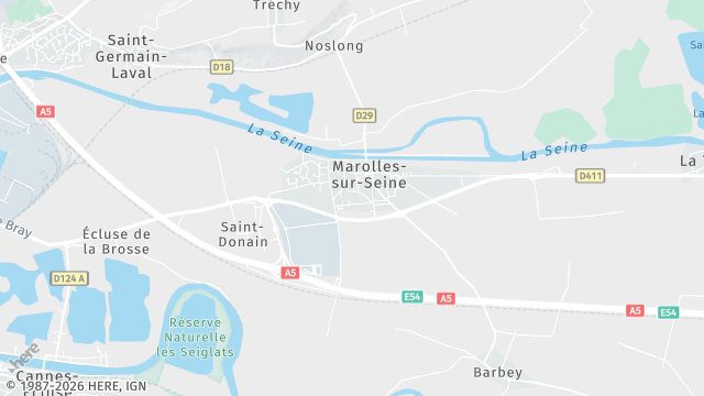 Carte de la zone d'intervention à Marolles-sur-Seine