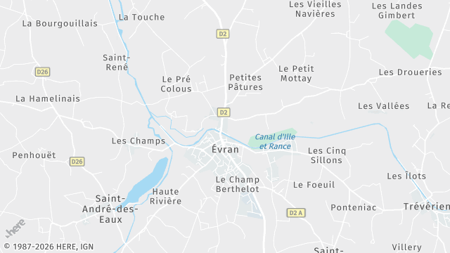 Carte de la zone d'intervention à Évran