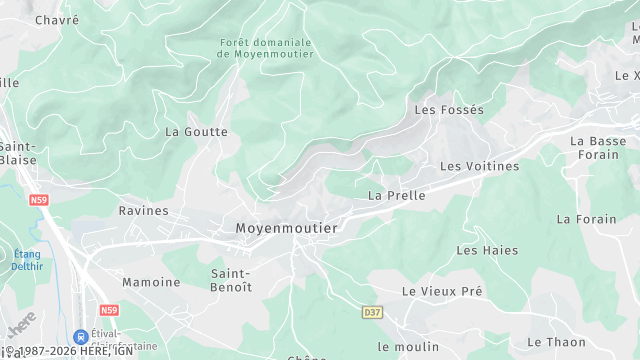 Carte de la zone d'intervention à Moyenmoutier