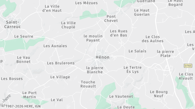 Carte de la zone d'intervention à Hénon