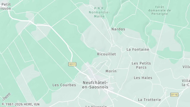 Carte de la zone d'intervention à Neufchâtel-en-Saosnois