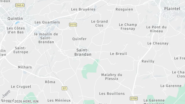 Carte de la zone d'intervention à Saint-Brandan