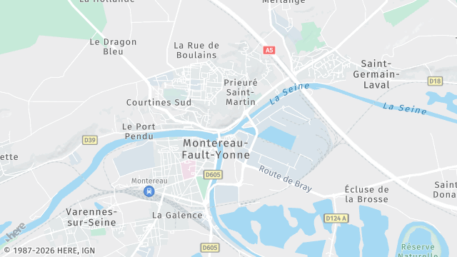 Carte de la zone d'intervention à Montereau-Fault-Yonne