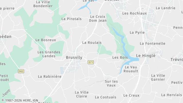 Carte de la zone d'intervention à Brusvily