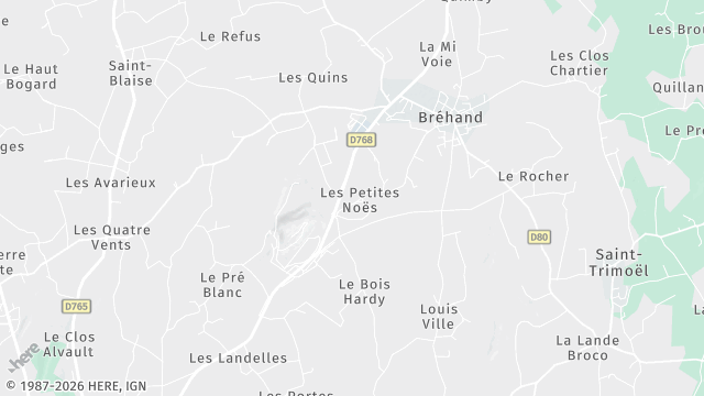 Carte de la zone d'intervention à Bréhand