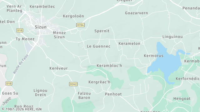 Carte de la zone d'intervention à Sizun