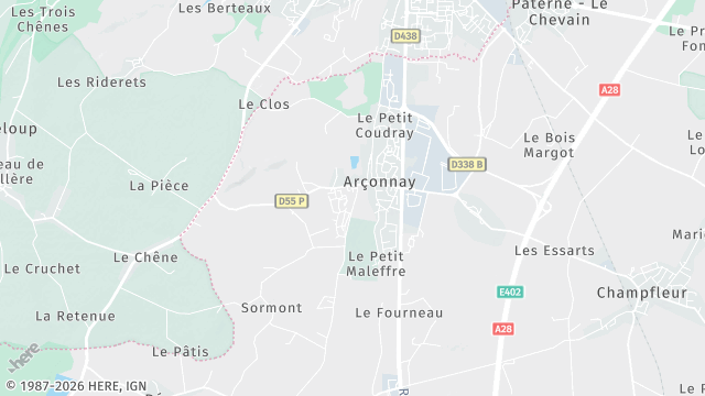 Carte de la zone d'intervention à Arçonnay