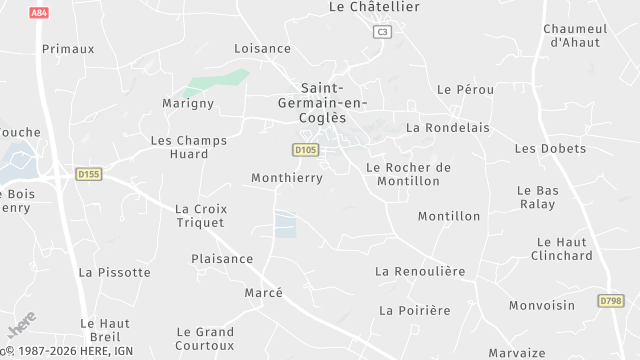 Carte de la zone d'intervention à Saint-Germain-en-Coglès