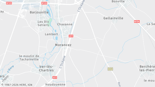 Carte de la zone d'intervention à Morancez