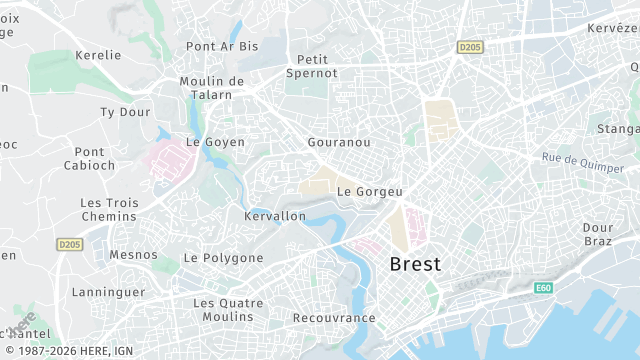 Carte de la zone d'intervention à Brest
