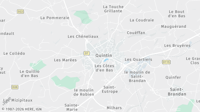 Carte de la zone d'intervention à Quintin