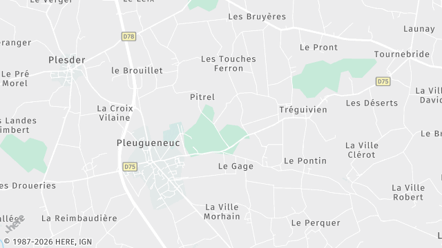 Carte de la zone d'intervention à Pleugueneuc