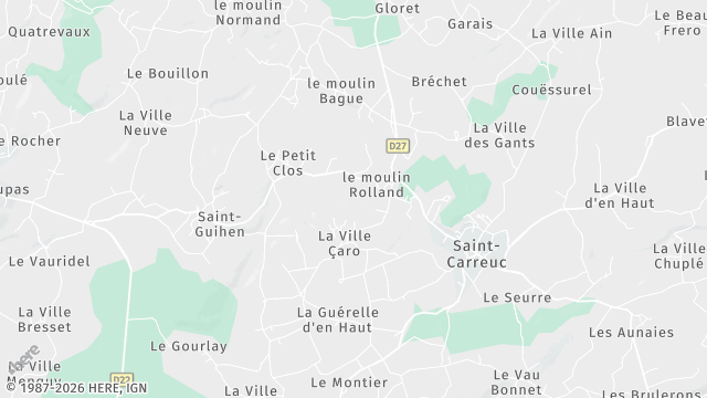 Carte de la zone d'intervention à Saint-Carreuc