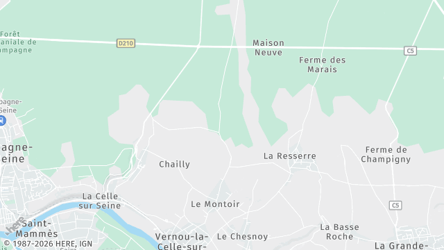 Carte de la zone d'intervention à Vernou-la-Celle-sur-Seine