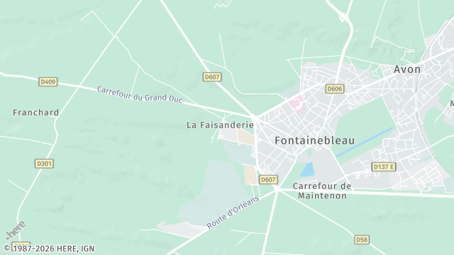 Carte de la zone d'intervention à Fontainebleau