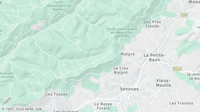 Carte de la zone d'intervention à Senones