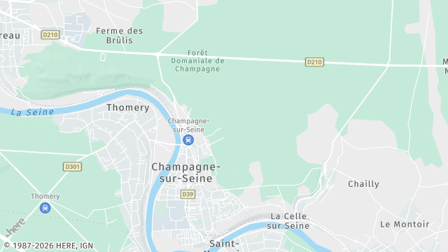 Carte de la zone d'intervention à Champagne-sur-Seine