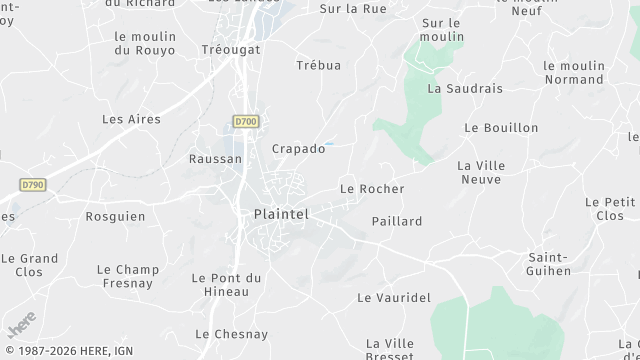 Carte de la zone d'intervention à Plaintel