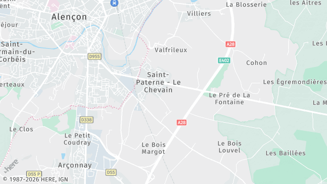 Carte de la zone d'intervention à Saint-Paterne - Le Chevain