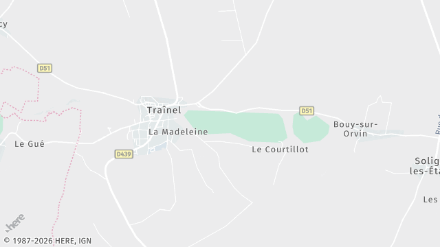 Carte de la zone d'intervention à Traînel