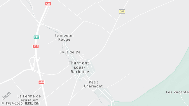 Carte de la zone d'intervention à Charmont-sous-Barbuise