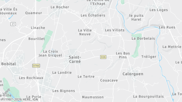 Carte de la zone d'intervention à Saint-Carné
