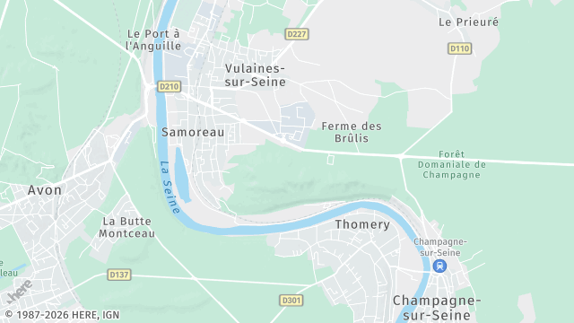 Carte de la zone d'intervention à Samoreau