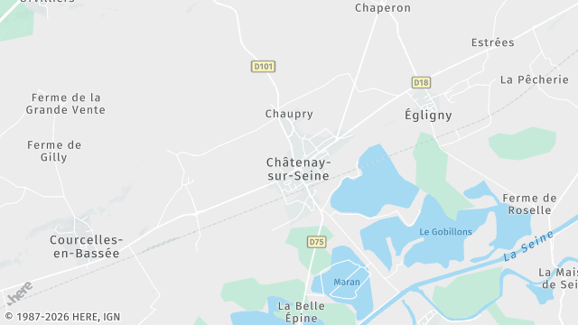 Carte de la zone d'intervention à Châtenay-sur-Seine