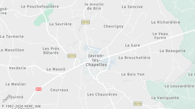 Carte de la zone d'intervention à Javron-les-Chapelles