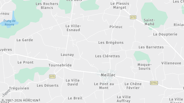 Carte de la zone d'intervention à Meillac