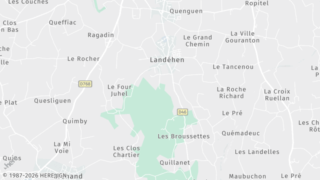 Carte de la zone d'intervention à Landéhen