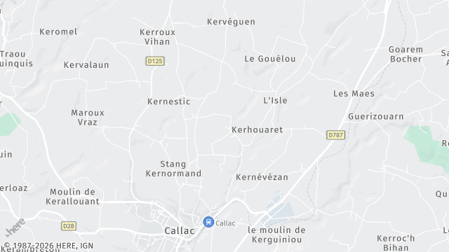 Carte de la zone d'intervention à Callac