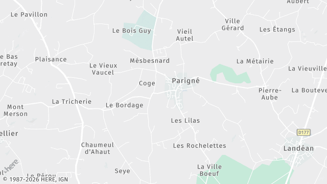 Carte de la zone d'intervention à Parigné