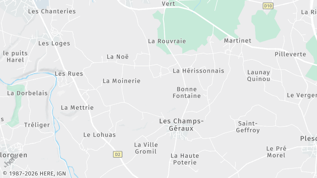 Carte de la zone d'intervention à Les Champs-Géraux