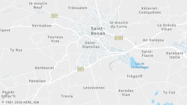 Carte de la zone d'intervention à Saint-Renan