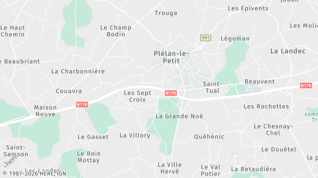 Carte de la zone d'intervention à Plélan-le-Petit