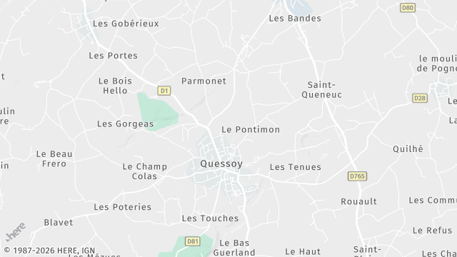 Carte de la zone d'intervention à Quessoy